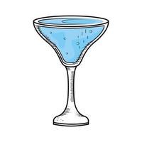 blue drink in cocktail cup drawing icon