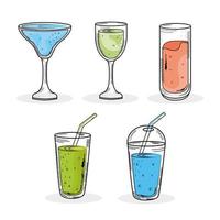 bundle of five drinks set icons vector