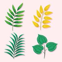 four set leafs vector