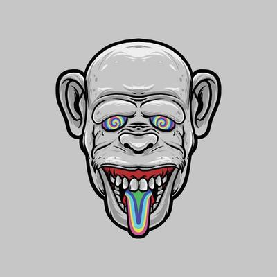 Psychedelic Apes Illustration Logo Vector
