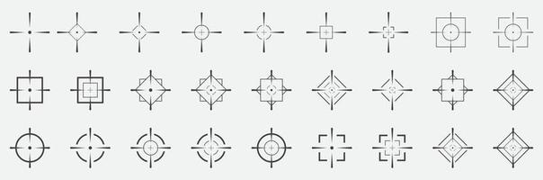 Target destination icon set. Aim sniper shoot, goal, crosshair, shoot, shooting, and more. vector