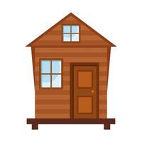 wooden cabin facade vector