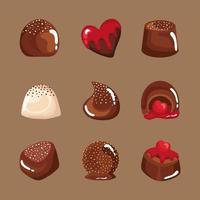 nueve chocolates caramelos vector