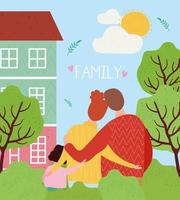 house and love family members characters together scene vector