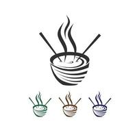 food logo or icon elements, bowl design, chopsticks with hot soup water, vector