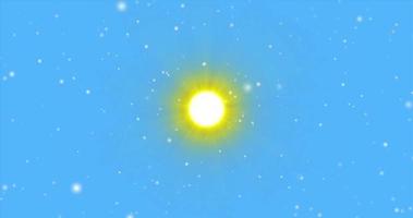 Real Snow, falling snow and sun isolated on blue background