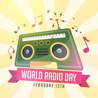 día internacional de la radio mundial vector