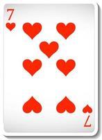 Seven of Hearts Playing Card Isolated vector