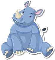 rinoceronte sentado personaje de dibujos animados pegatina vector