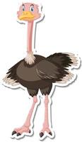 Ostrich cartoon character sticker vector