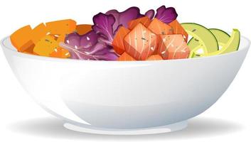 Salmon salad bowl on white background vector