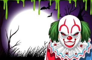 Empty halloween banner with creepy clown vector