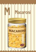 Alphabet flashcard with letter M for Macaroni vector