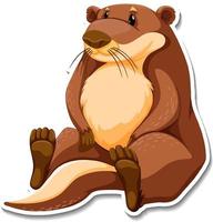 Cute otter wild animal cartoon sticker vector