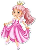 etiqueta engomada hermosa del personaje de dibujos animados de la princesa vector