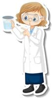 Scientist girl cartoon character with science experiment object vector