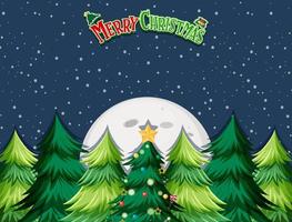 Merry Christmas logo design with christmas tree background vector