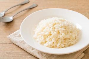 cooked rice on plate photo