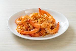 fried shrimps or prawns with garlic photo