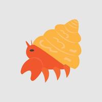 pequeño y lindo diseño de ilustración de cangrejo ermitaño, concepto de diseño animal aislado vector gratuito