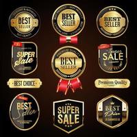 Collection of gold and black badges and labels retro design vector