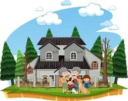 Happy family at the old house vector