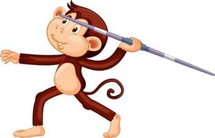 Monkey throwing javelin cartoon character vector