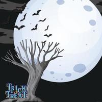 Empty full moon template with dead tree vector