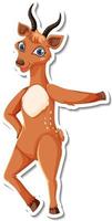 Deer standing cartoon character sticker vector