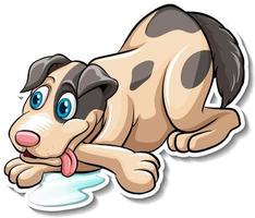 A sticker template of dog cartoon character vector