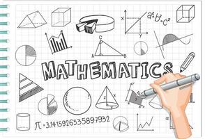 Doodle fórmula matemática con fuente matemática vector