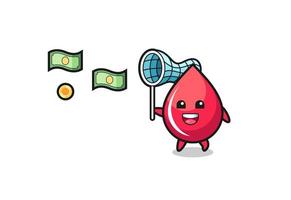 illustration of the blood drop catching flying money vector