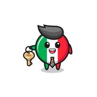 linda bandera de italia como mascota de un agente inmobiliario vector