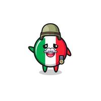Linda bandera de Italia como caricatura de veterano vector