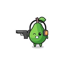 illustration of avocado cartoon doing shooting range vector