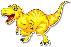 etiqueta engomada del personaje de dibujos animados del dinosaurio tiranosaurio vector
