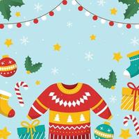 Christmas Background with Ugly Sweater Element vector