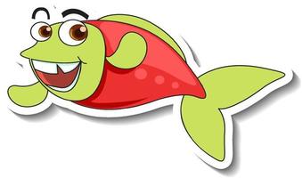 Sea Animal Cartoon Sticker with Cute Fish vector