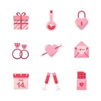 día de san valentín lindo conjunto de iconos vector