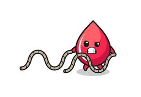 illustration of blood drop doing battle rope workout vector