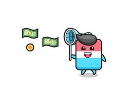 illustration of the eraser catching flying money vector