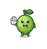lime character doing stop gesture vector