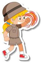 Little scout cartoon character sticker vector
