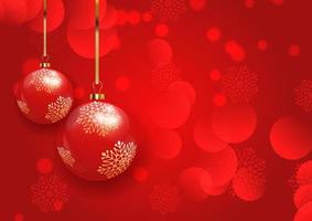 christmas background with hanging baubles vector