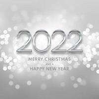 Silver Happy New Year background with metallic lettering vector
