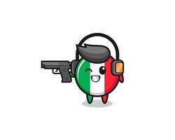 illustration of italy flag cartoon doing shooting range vector