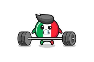 cartoon of italy flag lifting a barbell vector