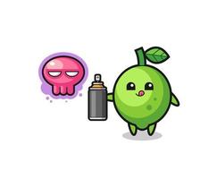 lime cartoon make a graffiti with a spray paint vector