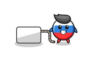 russia flag cartoon is pulling a banner vector