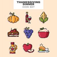 Thanksgiving Dinner Icon Set vector